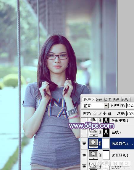 Photoshop为外景人物增加淡淡的韩系青蓝色特效11