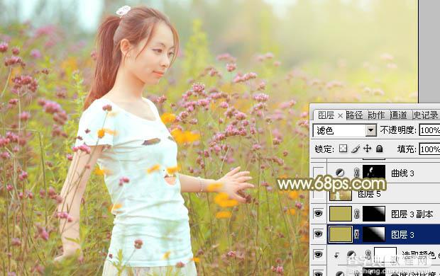 Photoshop利用Lab模式为野花中的美女加上甜美的粉色调39