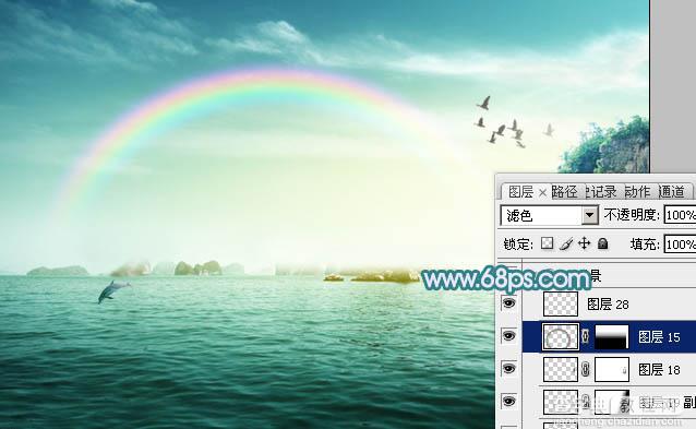 Photoshop打造唯美的彩虹岛婚片教程25