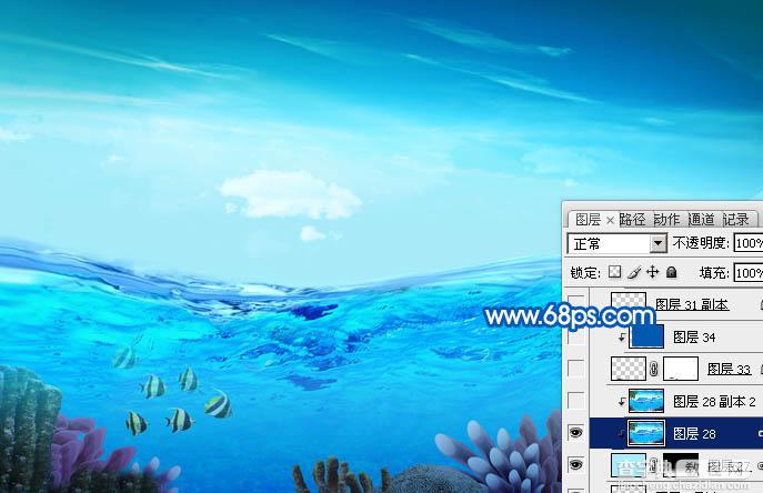 Photoshop打造在海面跳跃的清爽夏季海景婚片18