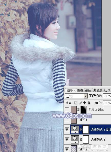Photoshop为美女图片加上淡雅的韩系冬季冷色37
