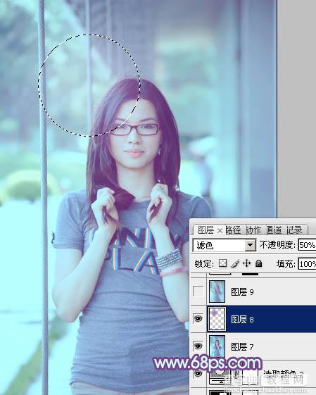 Photoshop为外景人物增加淡淡的韩系青蓝色特效30