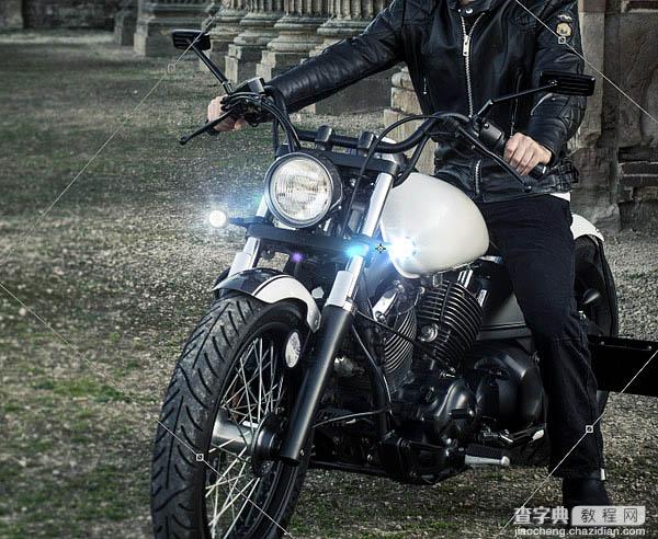 Photoshop为酷哥的摩托车加上闪亮的车灯9