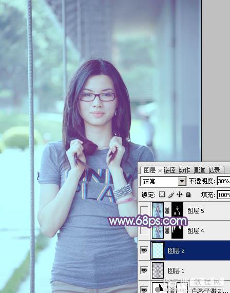 Photoshop为外景人物增加淡淡的韩系青蓝色特效23