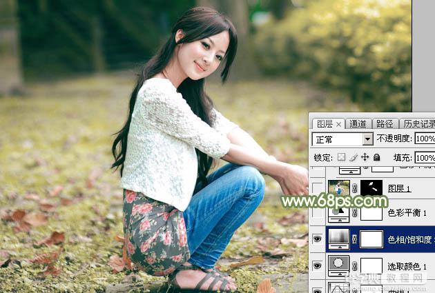 Photoshop为外景美女图片打造古典中性暖色18