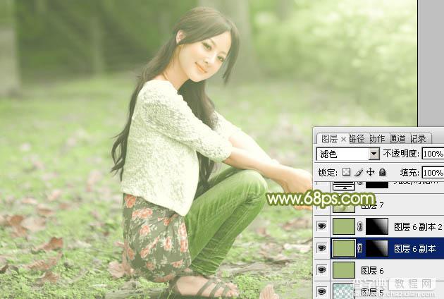Photoshop为外景美女增加柔美的古典淡绿色24