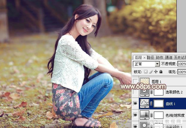 Photoshop为外景美女图片打造出流行的秋季淡褐色11