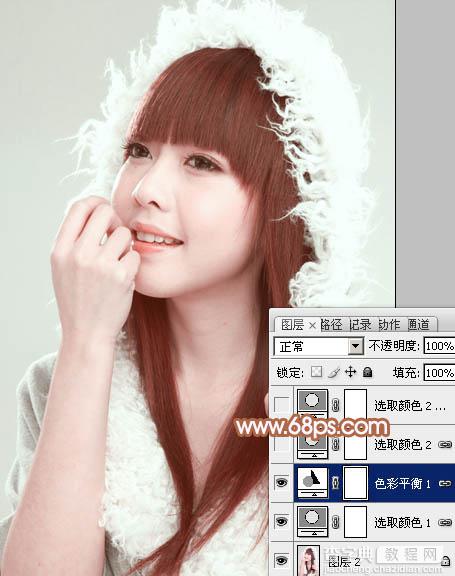 Photoshop将室内美女图片打造出柔和的淡褐色效果11