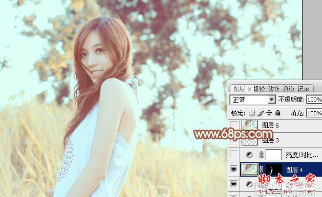 Photoshop将外景人物图片调制出流行的韩系淡调青黄色22