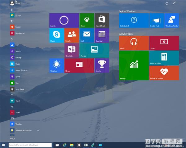 win10最新预览版Build 10031曝光:开始菜单变成半透明设计6