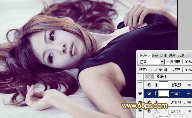 Photoshop将室内美女图片增加淡淡的韩系红褐色21