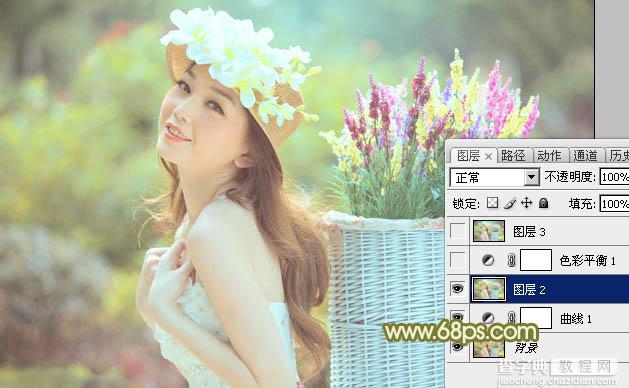 Photoshop将外景婚片调出甜美的淡调青黄色29