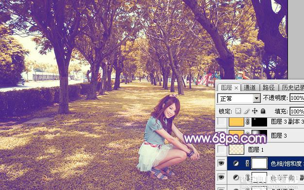 Photoshop为清爽的公园美女调制唯美的淡暖色34