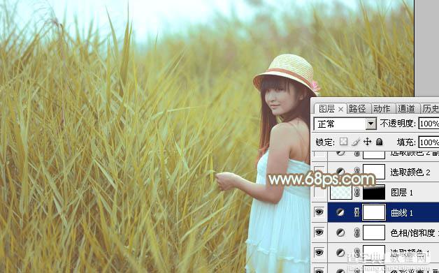 Photoshop为外景人物图片打造小清新的韩系淡褐色17