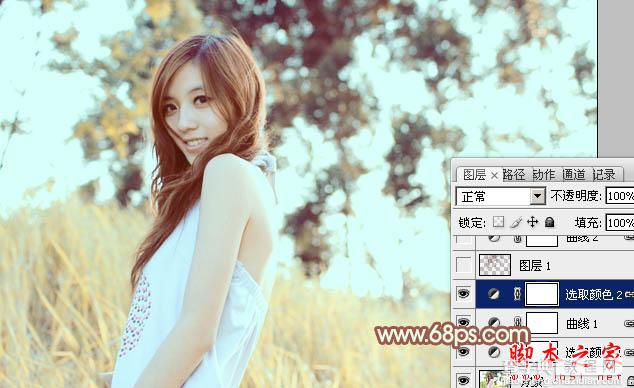 Photoshop将外景人物图片调制出流行的韩系淡调青黄色14