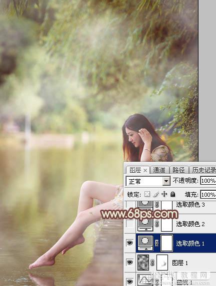 Photoshop为溪边的美女调制出漂亮的淡调红褐色12