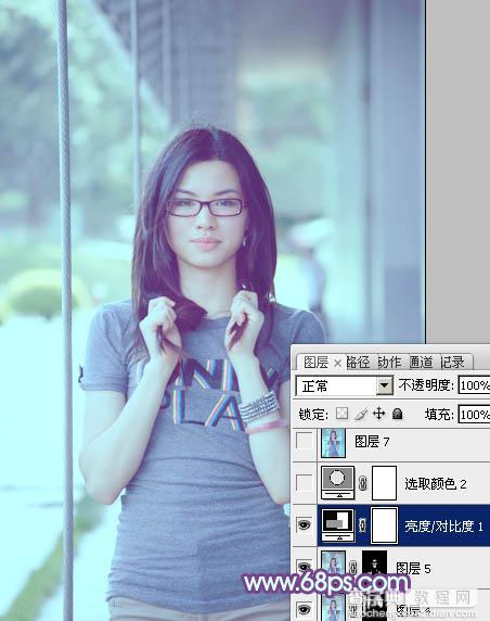 Photoshop为外景人物增加淡淡的韩系青蓝色特效26