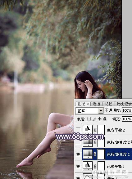 Photoshop为美女加上唯美的暗调蓝紫色17