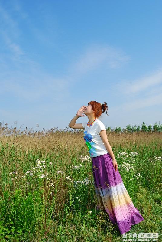 Photoshop将外景女孩图片增加欧美风格鲜黄色调1