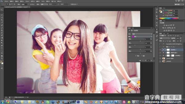 PhotoShop(PS)将宿舍中的女生照片调成淡紫色实例教程13