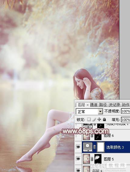 Photoshop将河景美女图片打造唯美的暖色调29