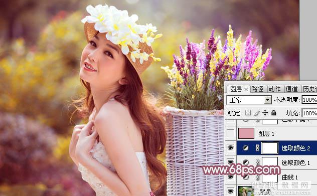 Photoshop将外景美女图片打造出唯美的紫红色效果15
