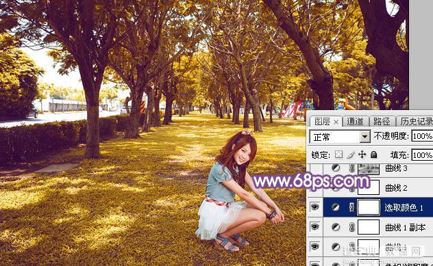Photoshop为清爽的公园美女调制唯美的淡暖色16