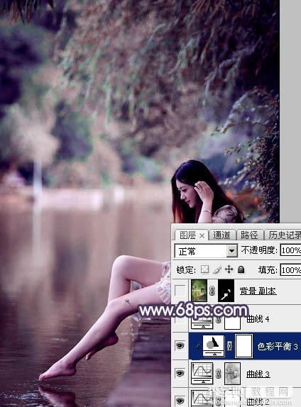 Photoshop为美女加上唯美的暗调蓝紫色31