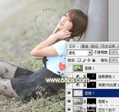 Photoshop为春季外景美女加上柔和的中性黄绿色36
