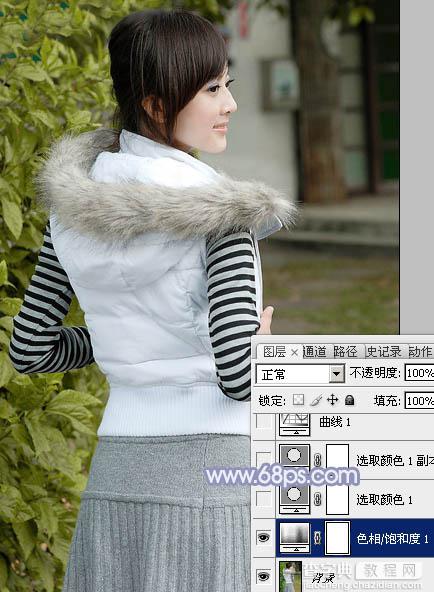 Photoshop为美女图片加上淡雅的韩系冬季冷色5