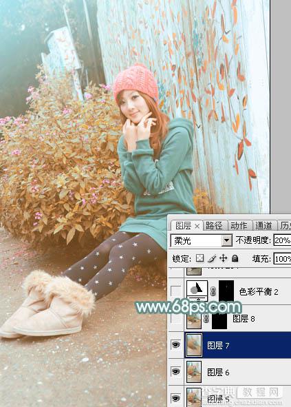 Photoshop为木屋边的美女加上甜美的秋季褐色29
