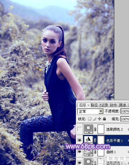 Photoshop为外景人物图片调制出柔美的蓝色效果16