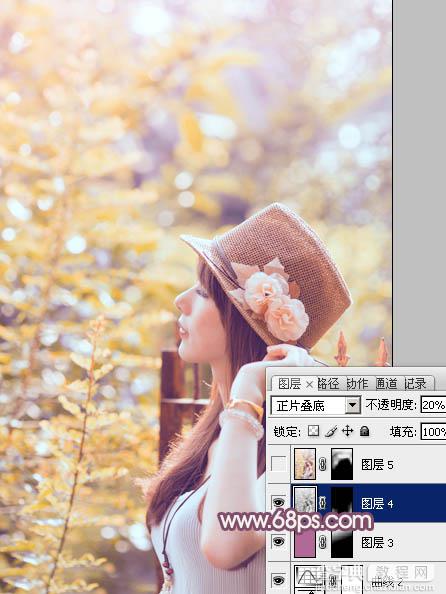 Photoshop将夏季外景美女图片调制出小清新的秋季色24