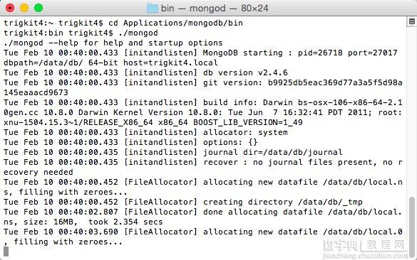 在Mac OS上安装使用MongoDB的教程3