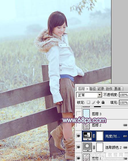 Photoshop为田园美女调制出淡雅的韩系淡蓝色30