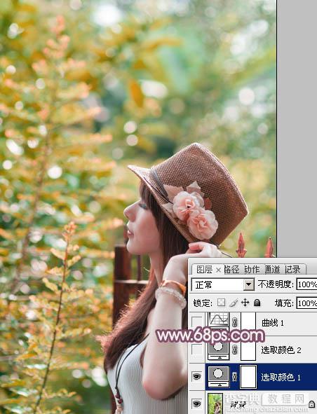 Photoshop将夏季外景美女图片调制出小清新的秋季色4