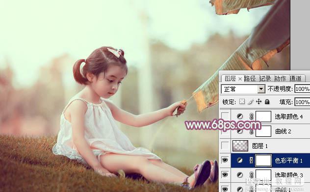 Photoshop为外景儿童调制出柔美的淡暖色19