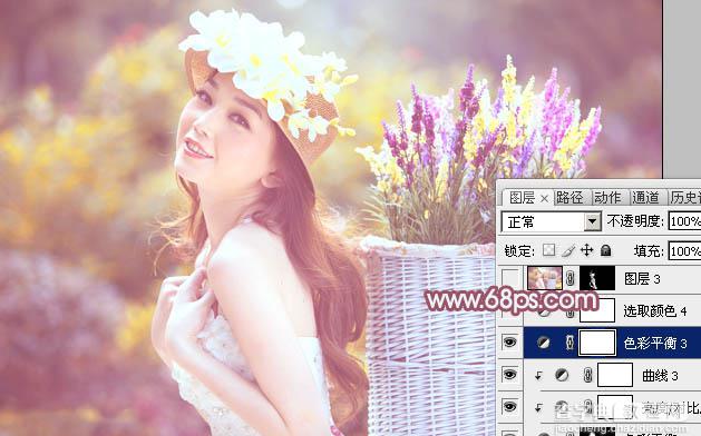 Photoshop将外景美女图片打造出唯美的紫红色效果34