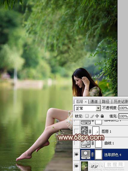 Photoshop为溪边的美女调制出漂亮的淡调红褐色4