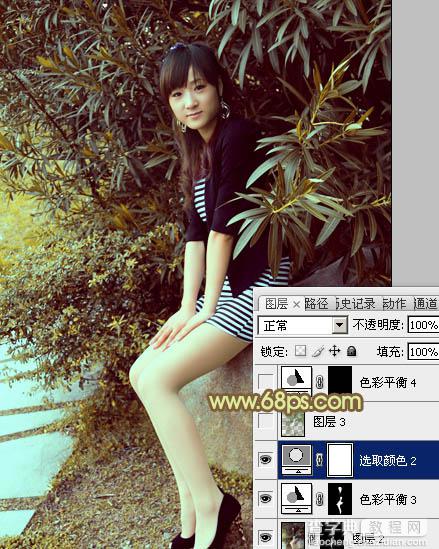 Photoshop为树林美女加上柔和的古典褐色调效果教程29