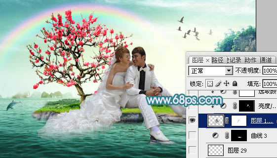 Photoshop打造唯美的彩虹岛婚片教程40