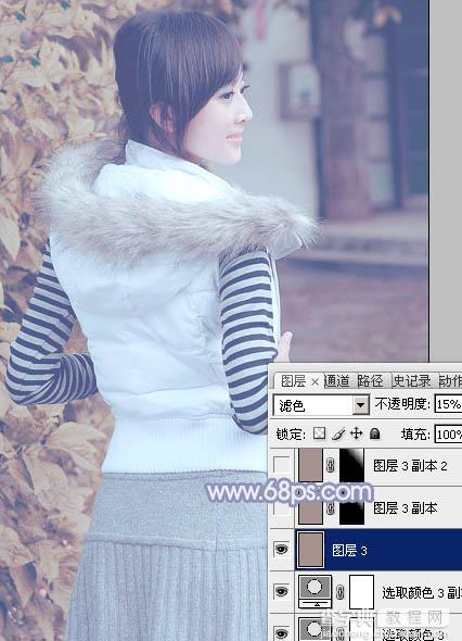 Photoshop为美女图片加上淡雅的韩系冬季冷色38