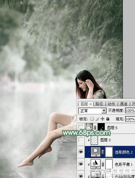 Photoshop打造唯美的古典淡绿色外景人物图片28