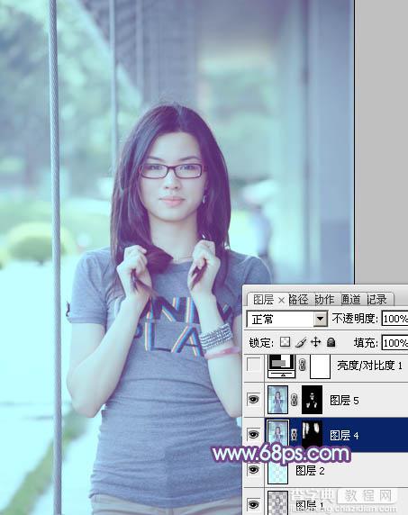 Photoshop为外景人物增加淡淡的韩系青蓝色特效24