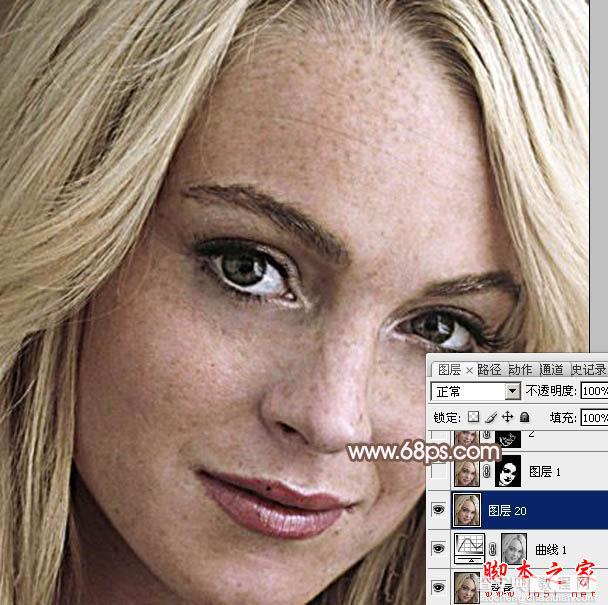 photoshop利用高斯模糊滤镜将满脸雀斑人物光滑磨皮教程5