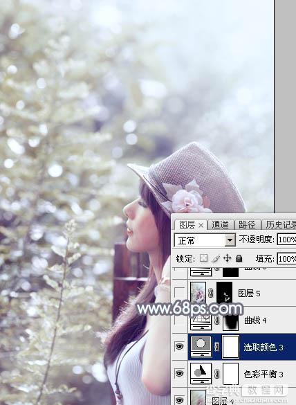 Photoshop将给外景美女图片调制出梦幻的中性淡冷色41