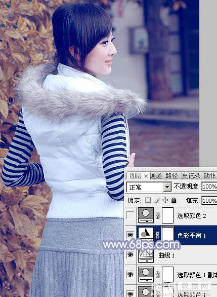Photoshop为美女图片加上淡雅的韩系冬季冷色17