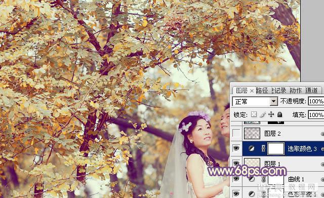 Photoshop为树林婚片调制出浓郁的秋季色25