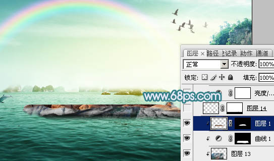 Photoshop打造唯美的彩虹岛婚片教程33
