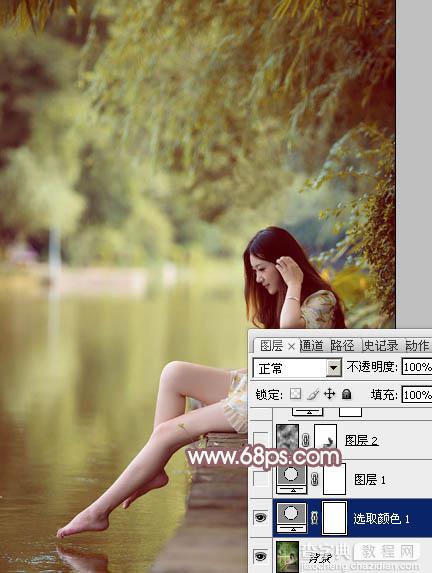 Photoshop将河景美女图片打造唯美的暖色调7